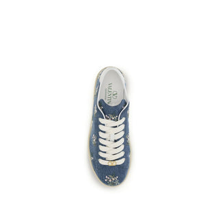 Blue Fabric Low Top Sneakers