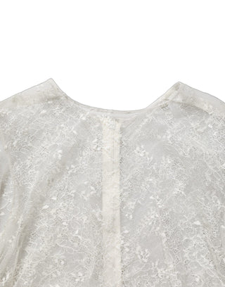 White Floral Lace Sheer Sleeveless Midi Dress