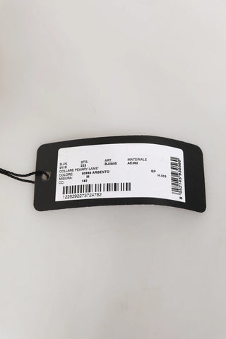 Silbernes texturiertes Lederhalsband mit goldfarbenem Metall