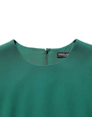 Green Viscose Long Sleeves A-line Mini Dress