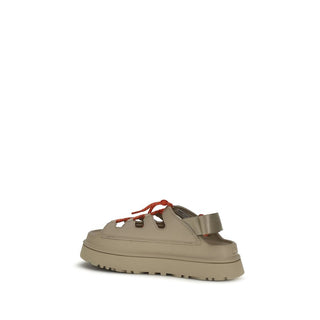 Beige Polyurethane Platform Sandals