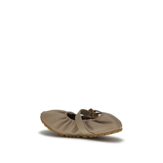 Beige Lamb Ovis Aries Ballet Flats