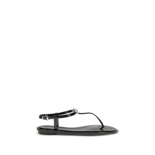 Black Rubber Flat Sandals