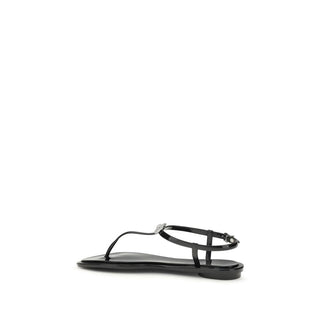 Black Rubber Flat Sandals