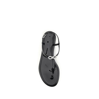 Black Rubber Flat Sandals