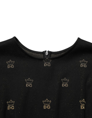 Black DG Crown Short-Sleeve Sheath Dress