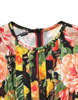 Vestido midi de manga larga con estampado floral multicolor  
