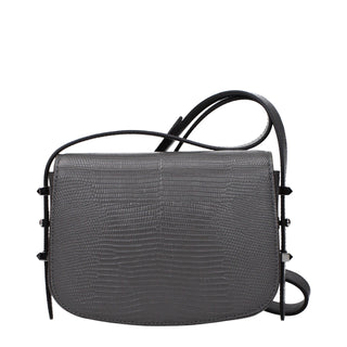 Gray Leather Shoulder Bag