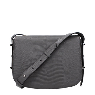 Gray Leather Crossbody Bag