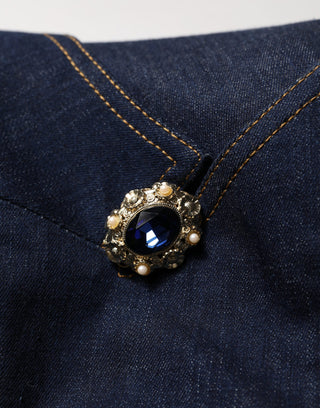 Blue Single-Breasted Denim Blazer Jacket