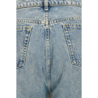 Blue Cotton Straight-Leg Jeans