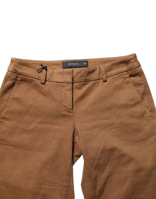Brown Low Waist Cotton Women Bootcut Trousers Pants