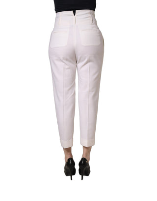 Pantalones chinos ajustados blancos de tiro alto y corte recortado