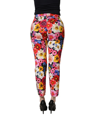 Pantalones entallados multicolor con estampado floral