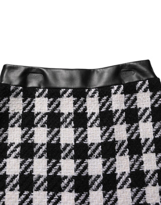 Minifalda de pata de gallo en blanco y negro de tweed