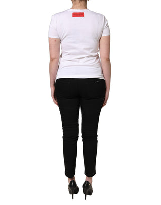 White Floral Graphic Short Sleeve Crew Neck T-shirt