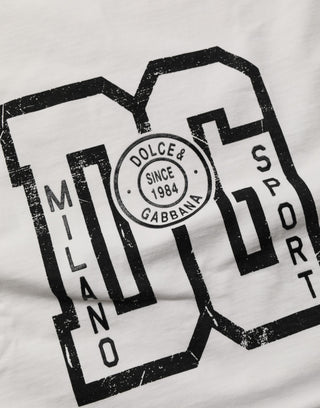 Top corto de jersey blanco con logo DG impreso