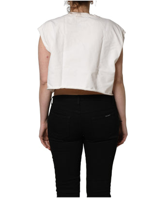 Top corto de jersey blanco con logo DG impreso
