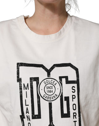 Top corto de jersey blanco con logo DG impreso