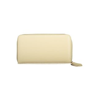 Beige Polyurethane Women's Wallet with Coin Purse and Card Spaces