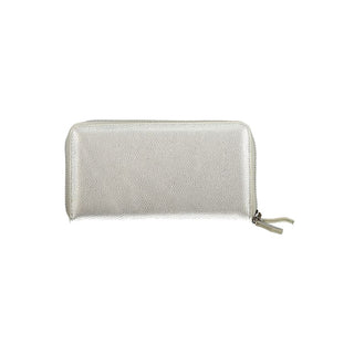 Silver Polyurethane Womens Wallet