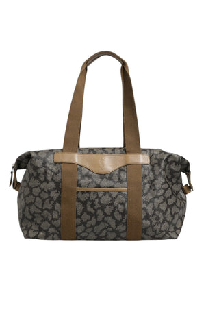 Bolso de lona con patrón verde y marrón tipo duffel