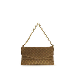 Bolso de mano de cuero de gamuza marrón