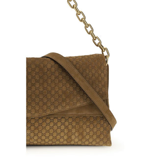 Bolso de mano de cuero de gamuza marrón