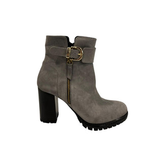 Botas de cuero gris para mujer