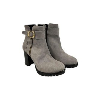 Grey Leather Women Boot