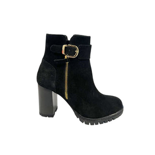 Bota de cuero negra para mujer