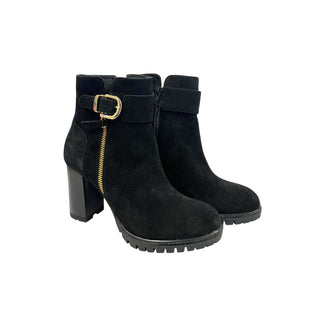 Bota de cuero negra para mujer