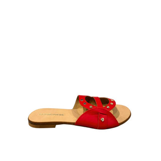 Sandalia de cuero roja para mujer