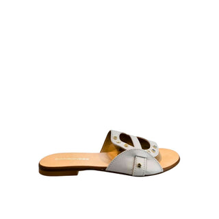 Sandalia de cuero gris para mujer