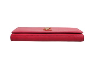 Red Leather Monogram Wallet on Chain