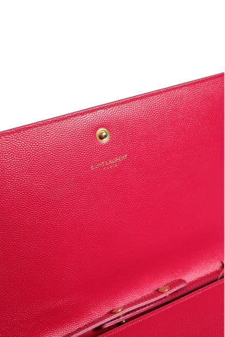 Red Leather Monogram Wallet on Chain