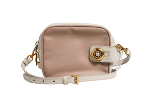 Bolso pequeño de hombro de cuero gris arcilla  