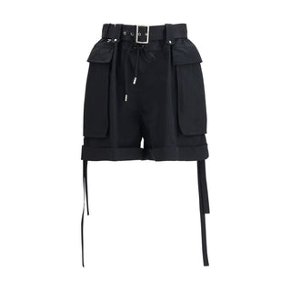 Black Cotton Bermuda Shorts