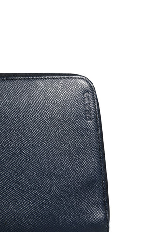 Navy Oliver Embossed Leather Zip-Around Wallet