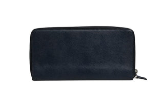 Navy Oliver Embossed Leather Zip-Around Wallet