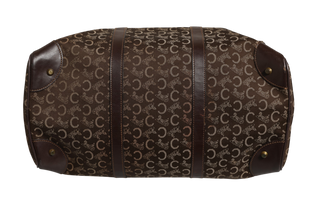 Dark brown and Gold logo duffel