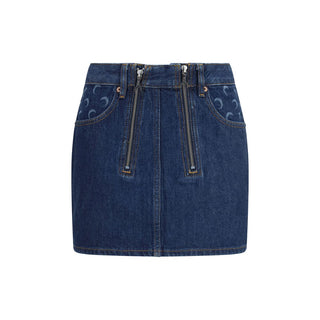 Blue Cotton Mini Skirt