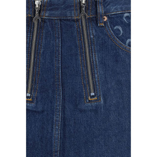 Blue Cotton Mini Skirt