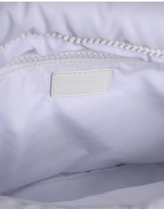 White Logo Plaque Polyester Quilted Shoulder Borse Bag