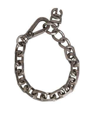 Pulsera con eslabones de cadena gruesa tono plata con logo DG característico