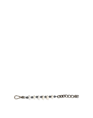Silver Tone Brass Beaded Shell DG Logo Pendant Bracelet