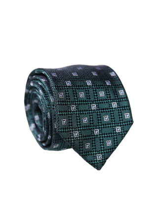 Corbata ajustable para hombre de seda verde oscuro con patrón