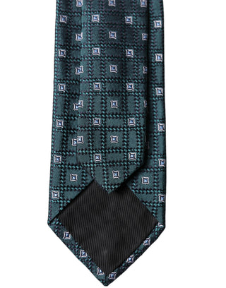 Corbata ajustable para hombre de seda verde oscuro con patrón