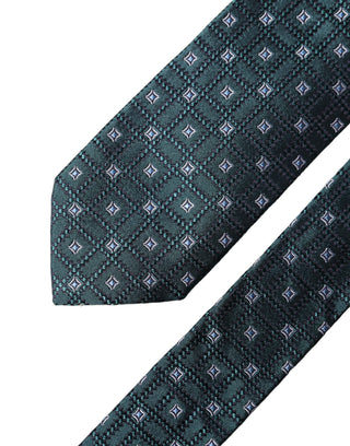 Corbata ajustable para hombre de seda verde oscuro con patrón
