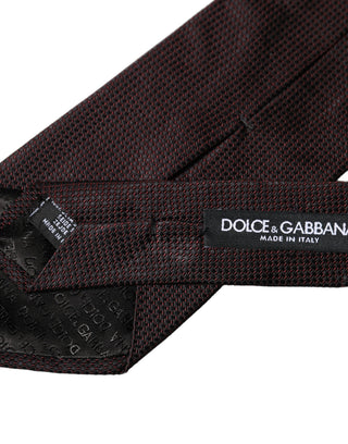 Corbata ajustable para hombre de seda 100% negra con patrón rojo